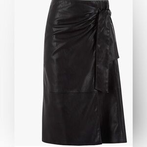 Luisa Cerano Wrap Skirt with Tie Belt in Leather Look Black, Size 4